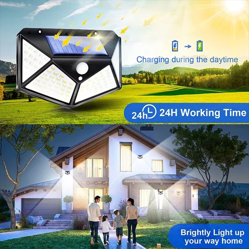 Solar Lights Outdoor Motion Sensor, Waterproof 3 Modes Security Wall Light for Garden Yard Patio Fence Garage