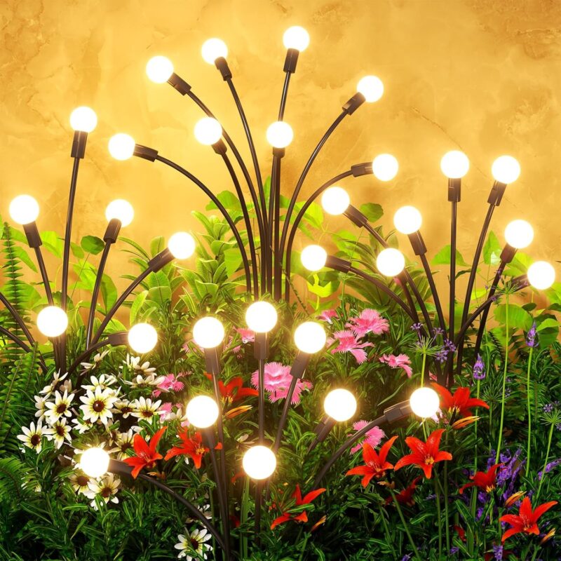 Solar Firefly Lights Outdoor, Swaying Starburst Garden Lights Waterproof, Solar Decor for Yard Patio Pathway, Gifts for Women