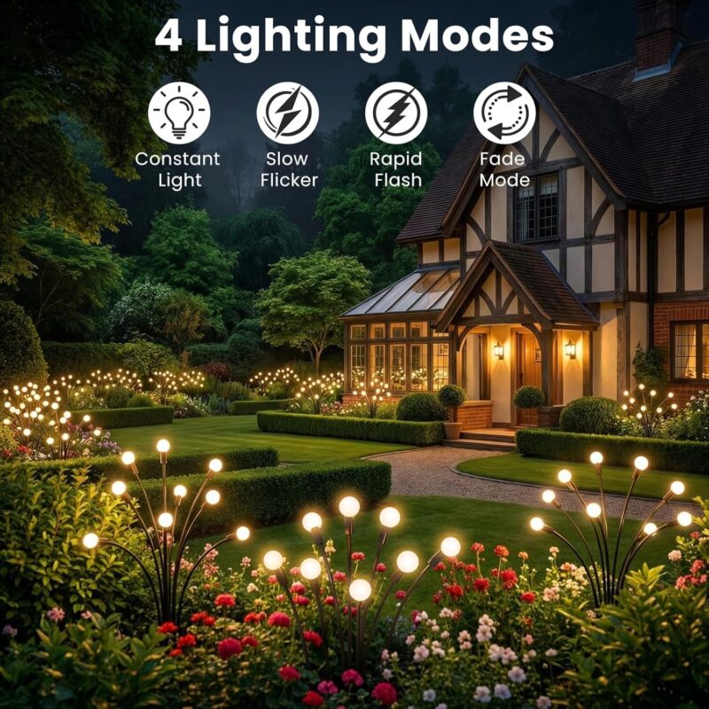 Solar Firefly Lights Outdoor, Swaying Starburst Garden Lights Waterproof, Solar Decor for Yard Patio Pathway, Gifts for Women