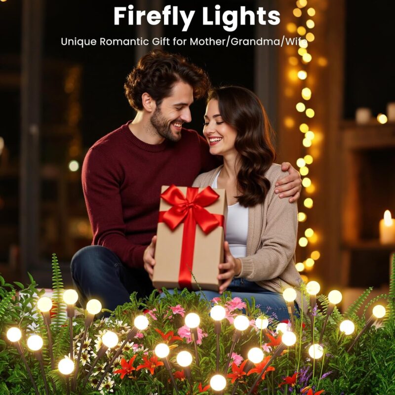 Solar Firefly Lights Outdoor, Swaying Starburst Garden Lights Waterproof, Solar Decor for Yard Patio Pathway, Gifts for Women