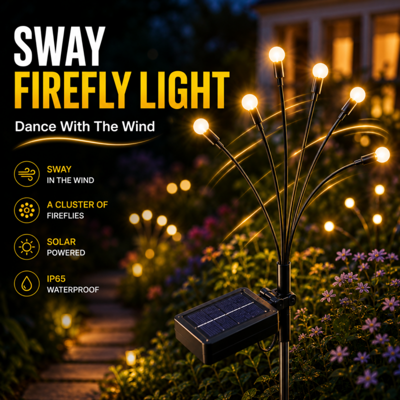 Solar Firefly Lights Outdoor, Swaying Starburst Garden Lights Waterproof, Solar Decor for Yard Patio Pathway, Gifts for Women