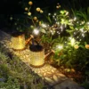 Solar Watering Can Lights Outdoor, Large Metal Hanging Lantern with Cascading Lights, Waterproof Retro Garden Decor for Yard Patio Pathway, Gift for Mom
