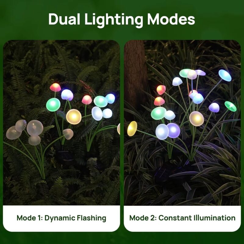 Solar Mushroom Lights Outdoor, Swaying Waterproof Solar Garden Stake Lights for Lawn Yard Patio Pathway Decor
