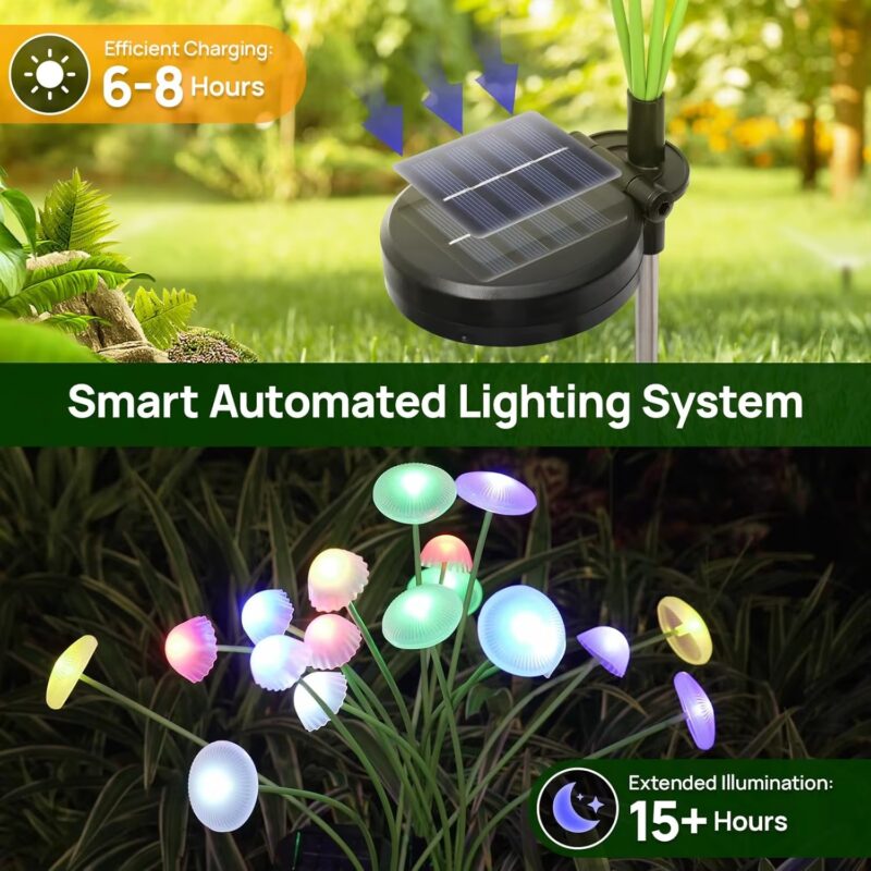 Solar Mushroom Lights Outdoor, Swaying Waterproof Solar Garden Stake Lights for Lawn Yard Patio Pathway Decor