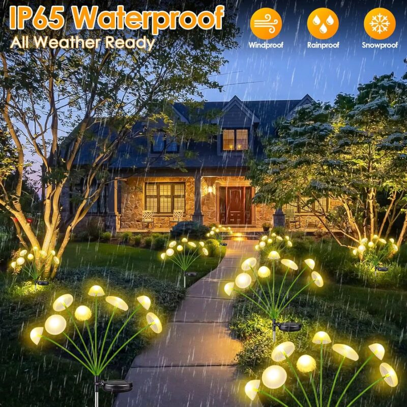 Solar Mushroom Lights Outdoor, Swaying Waterproof Solar Garden Stake Lights for Lawn Yard Patio Pathway Decor