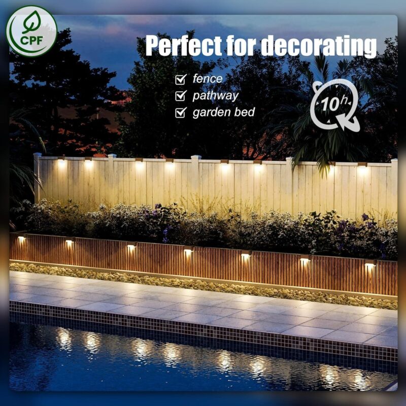Solar Stair Lights Outdoor, Waterproof Step Lights for Deck Fence Porch Patio Pathway Stairs