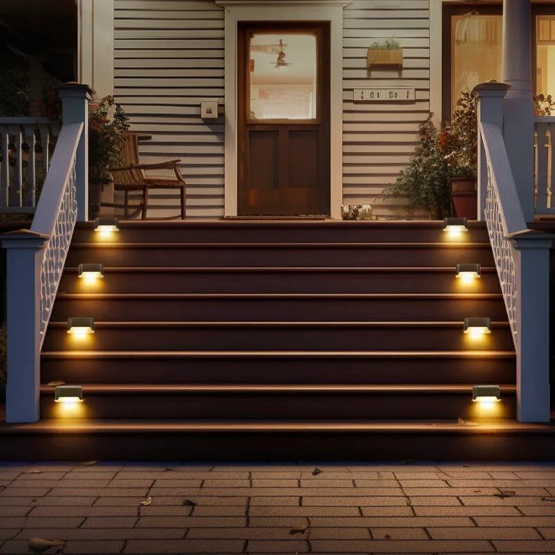 Solar Stair Lights Outdoor, Waterproof Step Lights for Deck Fence Porch Patio Pathway Stairs