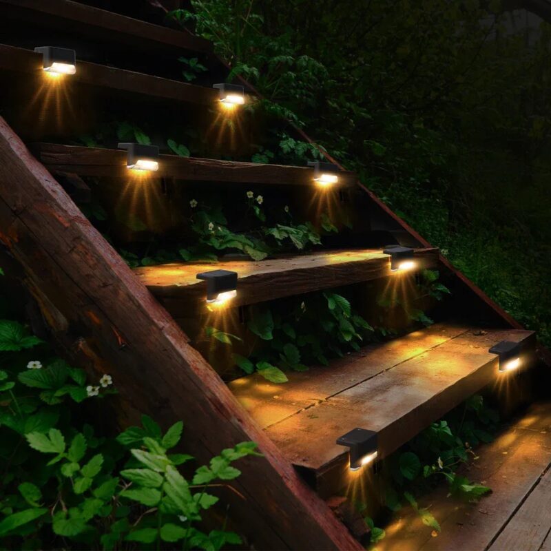 Solar Stair Lights Outdoor, Waterproof Step Lights for Deck Fence Porch Patio Pathway Stairs