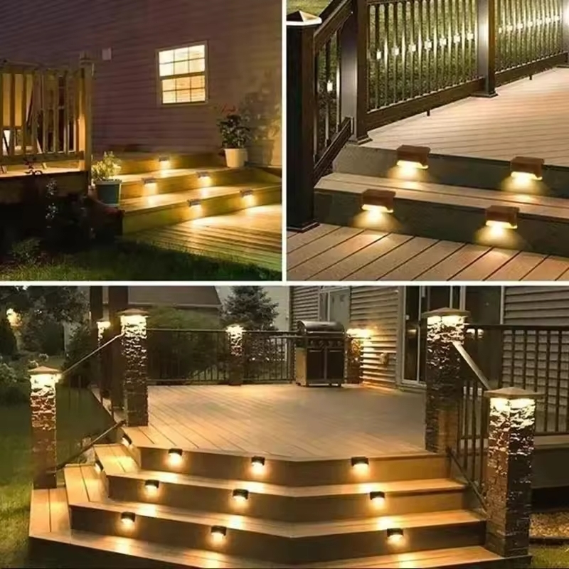 Solar Stair Lights Outdoor, Waterproof Step Lights for Deck Fence Porch Patio Pathway Stairs