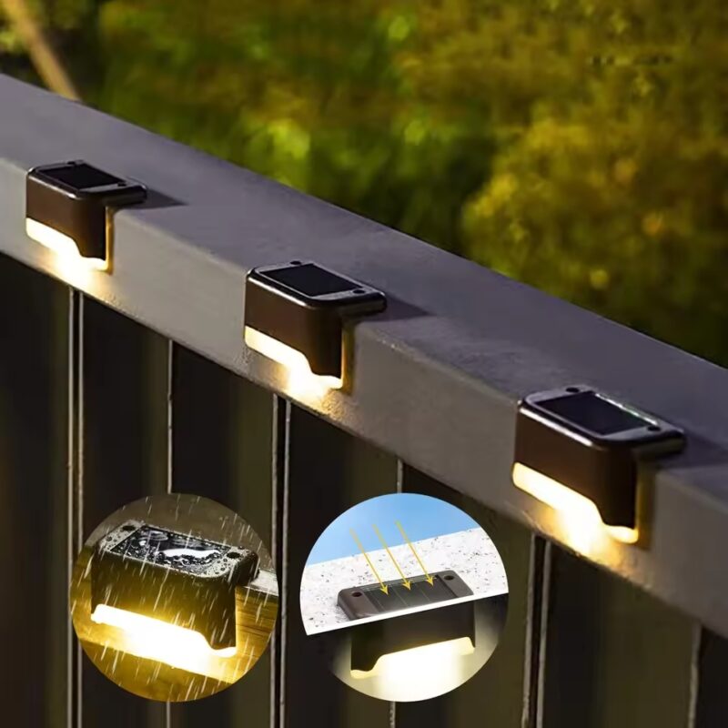 Solar Stair Lights Outdoor, Waterproof Step Lights for Deck Fence Porch Patio Pathway Stairs