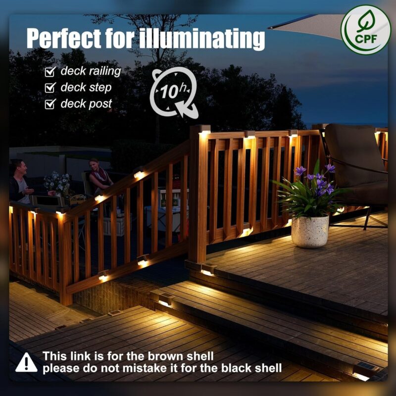 Solar Stair Lights Outdoor, Waterproof Step Lights for Deck Fence Porch Patio Pathway Stairs