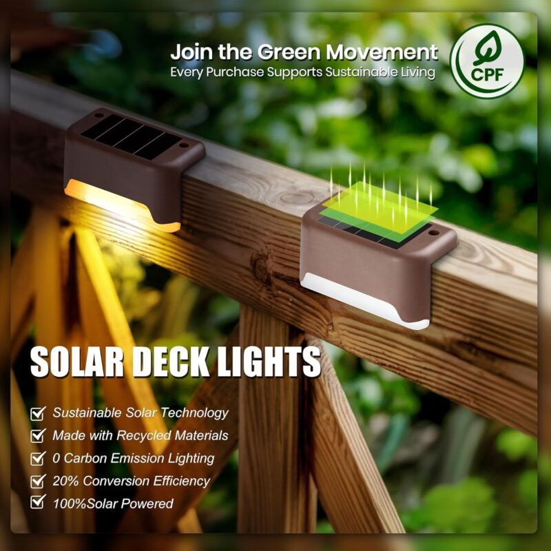 Solar Stair Lights Outdoor, Waterproof Step Lights for Deck Fence Porch Patio Pathway Stairs