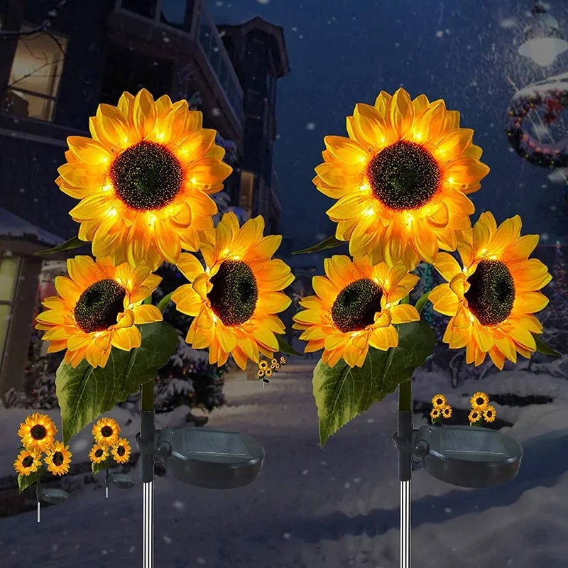 Solar Sunflower Lights Outdoor, Color Changing Waterproof Solar Flower Stake Lights for Garden Yard Patio Lawn Decor, Gifts for Mom