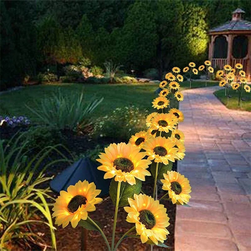 Solar Sunflower Lights Outdoor, Color Changing Waterproof Solar Flower Stake Lights for Garden Yard Patio Lawn Decor, Gifts for Mom