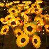 Solar Sunflower Lights Outdoor, Color Changing Waterproof Solar Flower Stake Lights for Garden Yard Patio Lawn Decor, Gifts for Mom