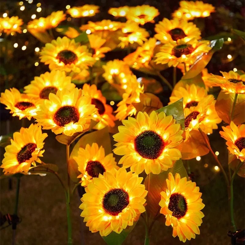 Solar Sunflower Lights Outdoor, Color Changing Waterproof Solar Flower Stake Lights for Garden Yard Patio Lawn Decor, Gifts for Mom