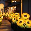 Solar Sunflower Lights Outdoor, Color Changing Waterproof Solar Flower Stake Lights for Garden Yard Patio Lawn Decor, Gifts for Mom