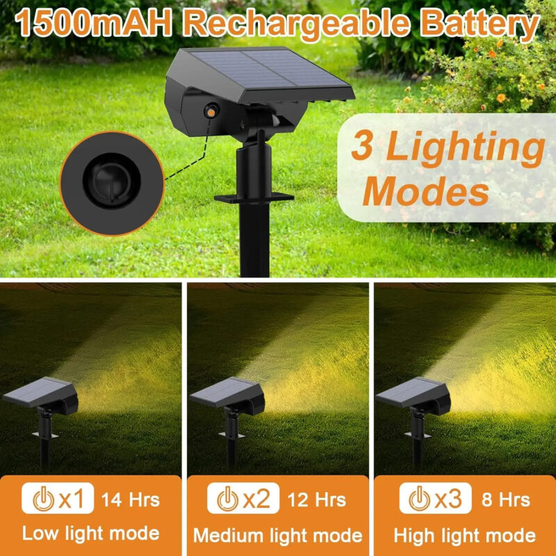 Solar Spot Lights Outdoor, Waterproof Adjustable Landscape Spotlights for Yard Garden Trees Pathway