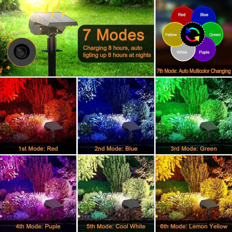 Solar Spot Lights Outdoor, Waterproof Adjustable Landscape Spotlights for Yard Garden Trees Pathway