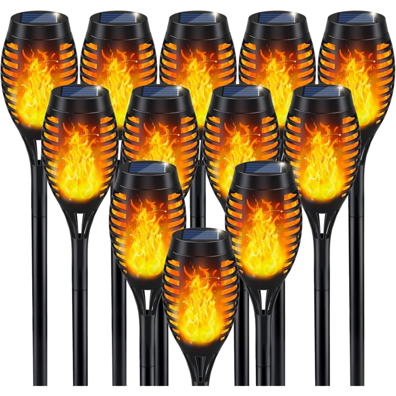 Solar Torch Lights Outdoor, Dancing Flame Flickering Flame Solar Lights, Waterproof Pathway Lights for Garden Yard Patio Landscape