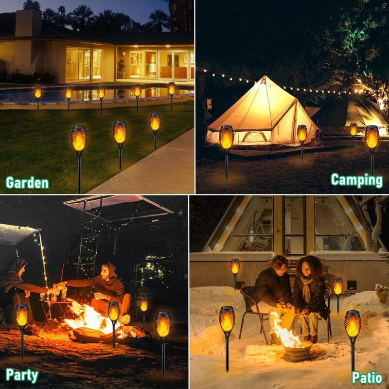 Solar Torch Lights Outdoor, Dancing Flame Flickering Flame Solar Lights, Waterproof Pathway Lights for Garden Yard Patio Landscape