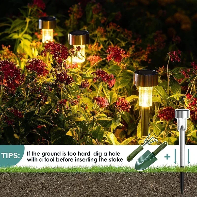Solar Garden Lights Outdoor, Waterproof Solar Powered Lights for Yard Patio Landscape Pathway Walkway Decor