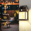 Solar Wall Lights Outdoor Motion Sensor, Waterproof Dusk to Dawn Porch Light 3 Modes Warm White Lantern for Garage Front Door Yard Garden