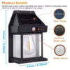 Solar Wall Lights Outdoor Motion Sensor, Waterproof Dusk to Dawn Porch Light 3 Modes Warm White Lantern for Garage Front Door Yard Garden
