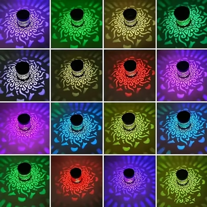 Solar Mandala Projection Wall Light, Decorative Outdoor LED Light Waterproof, Color Changing Mandala Solar Fence Light for Yard Garden Patio Backyard
