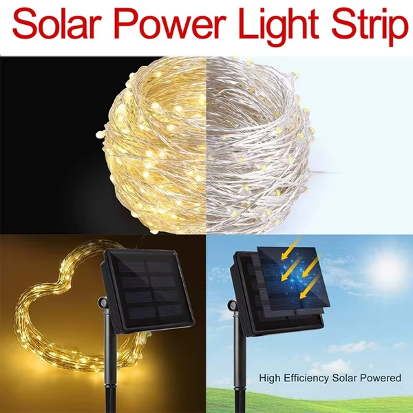 Solar String Lights Outdoor, 8 Modes Waterproof Solar Fairy Lights for Patio Garden Tree Wedding Decor