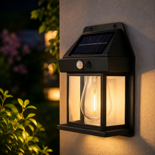 Solar Wall Lights Outdoor Motion Sensor, Waterproof Dusk to Dawn Porch Light 3 Modes Warm White Lantern for Garage Front Door Yard Garden