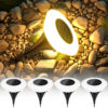 Solar Ground Lights Outdoor, Waterproof Flat Disc Light Landscape Lighting for Pathway Yard Garden Driveway Lawn