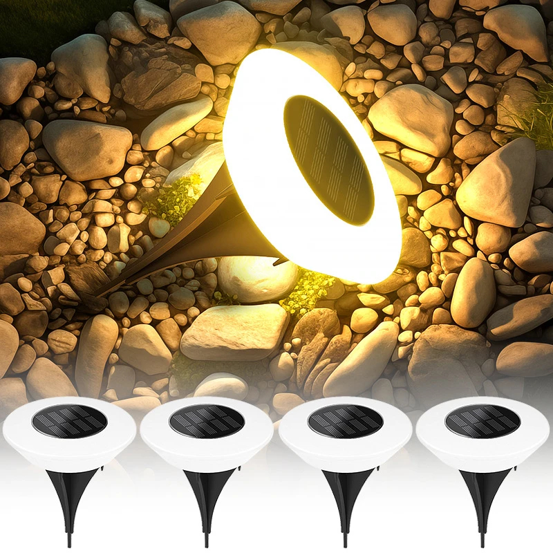 Solar Ground Lights Outdoor, Waterproof Flat Disc Light Landscape Lighting for Pathway Yard Garden Driveway Lawn