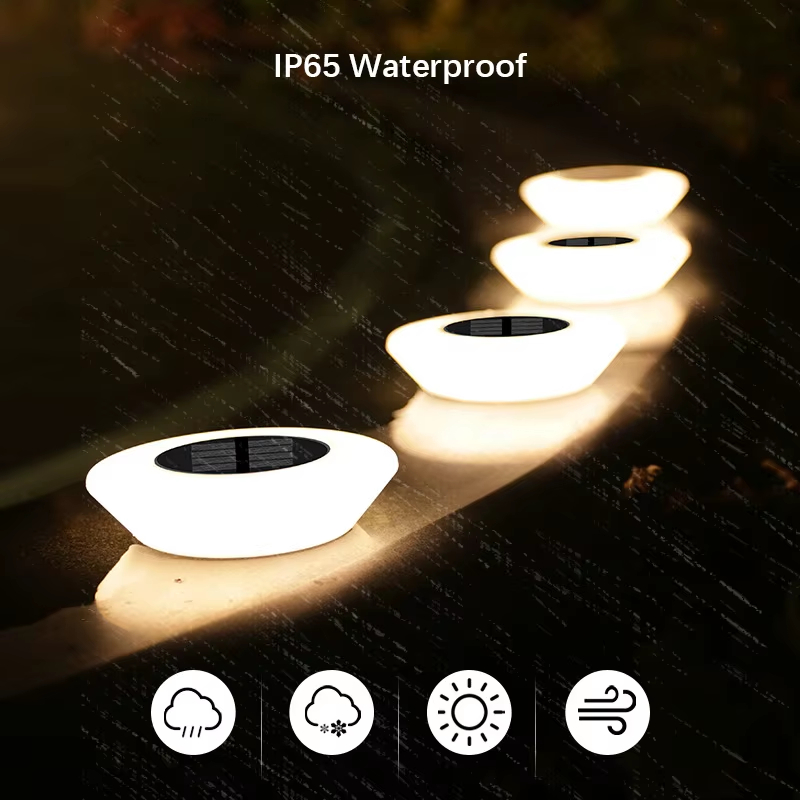 Solar Ground Lights Outdoor, Waterproof Flat Disc Light Landscape Lighting for Pathway Yard Garden Driveway Lawn