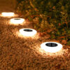 Solar Ground Lights Outdoor, Waterproof Flat Disc Light Landscape Lighting for Pathway Yard Garden Driveway Lawn