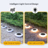 Solar Ground Lights Outdoor, Waterproof Flat Disc Light Landscape Lighting for Pathway Yard Garden Driveway Lawn