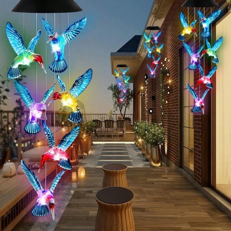 Solar Hummingbird Lights Outdoor, Color Changing Waterproof Solar Bird Stake Lights for Garden Yard Patio Lawn Pathway Decor, Gifts for Mom Women