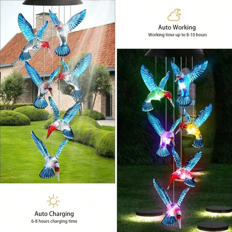 Solar Hummingbird Lights Outdoor, Color Changing Waterproof Solar Bird Stake Lights for Garden Yard Patio Lawn Pathway Decor, Gifts for Mom Women