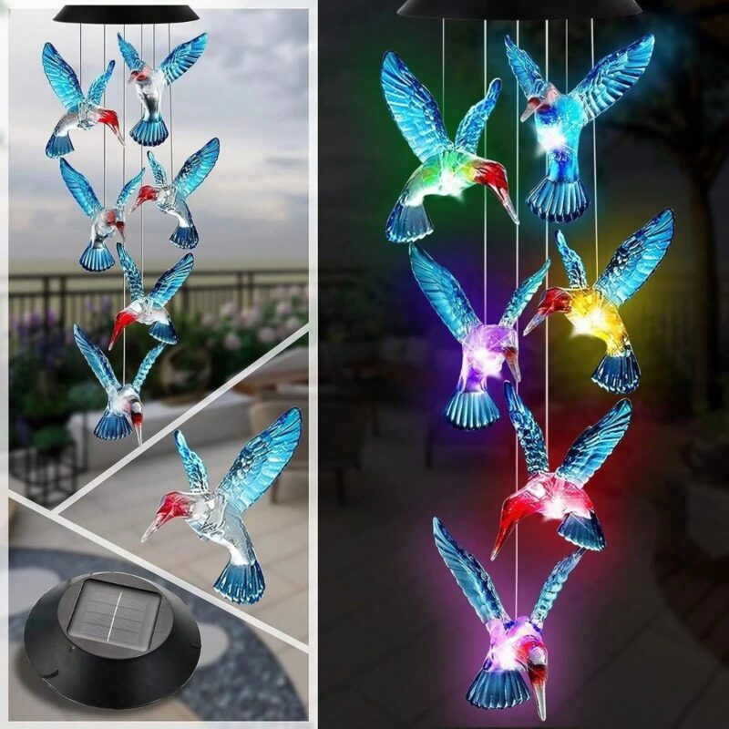 Solar Hummingbird Lights Outdoor, Color Changing Waterproof Solar Bird Stake Lights for Garden Yard Patio Lawn Pathway Decor, Gifts for Mom Women