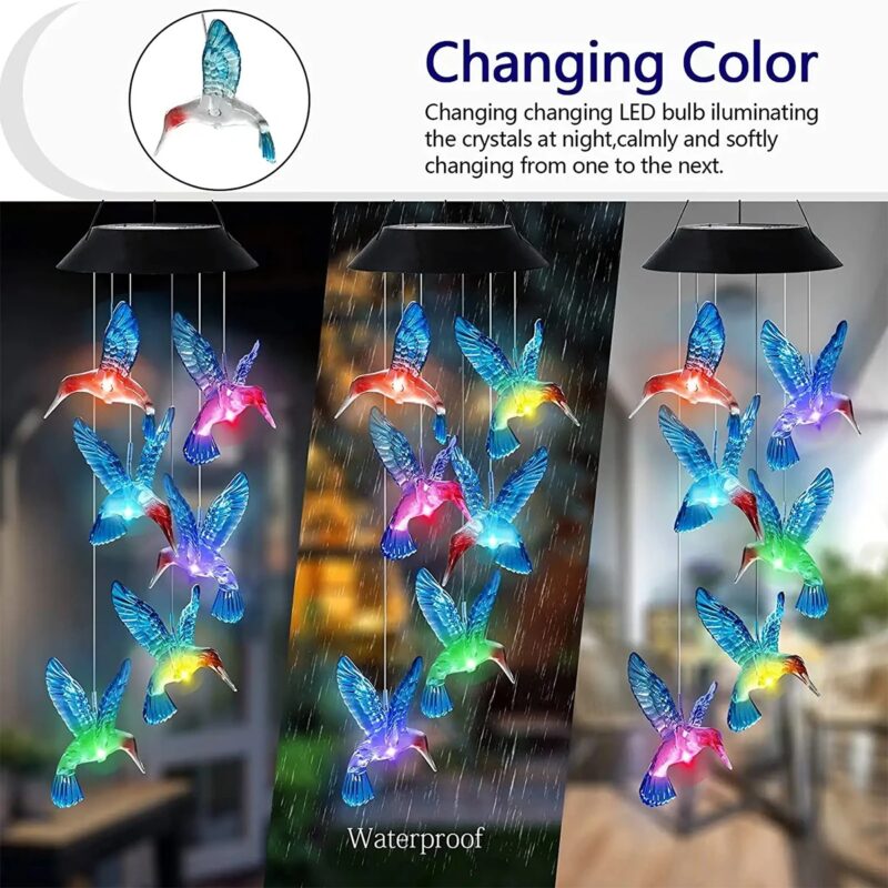 Solar Hummingbird Lights Outdoor, Color Changing Waterproof Solar Bird Stake Lights for Garden Yard Patio Lawn Pathway Decor, Gifts for Mom Women