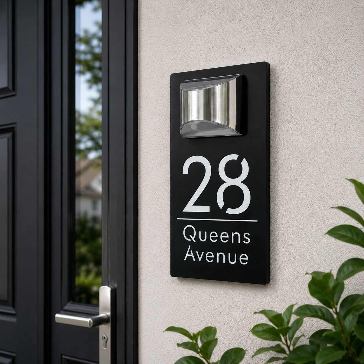 Custom Solar House Number Sign – Personalized LED Address Plaque, Weatherproof Modern Door Plate (8.7" X 12.6")
