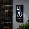 Solar Address Sign, Custom Lighted House Numbers for Outside, LED Illuminated Personalized Address Plaque Waterproof, Door Number Wall Mounted