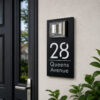 Solar Address Sign, Custom Lighted House Numbers for Outside, LED Illuminated Personalized Address Plaque Waterproof, Door Number Wall Mounted