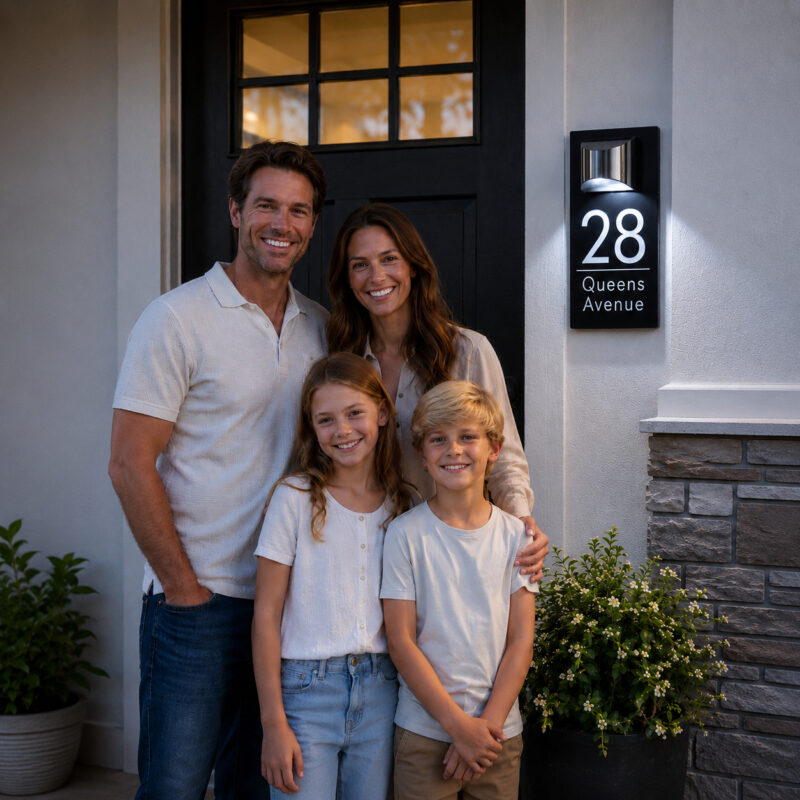 Solar Address Sign, Custom Lighted House Numbers for Outside, LED Illuminated Personalized Address Plaque Waterproof, Door Number Wall Mounted