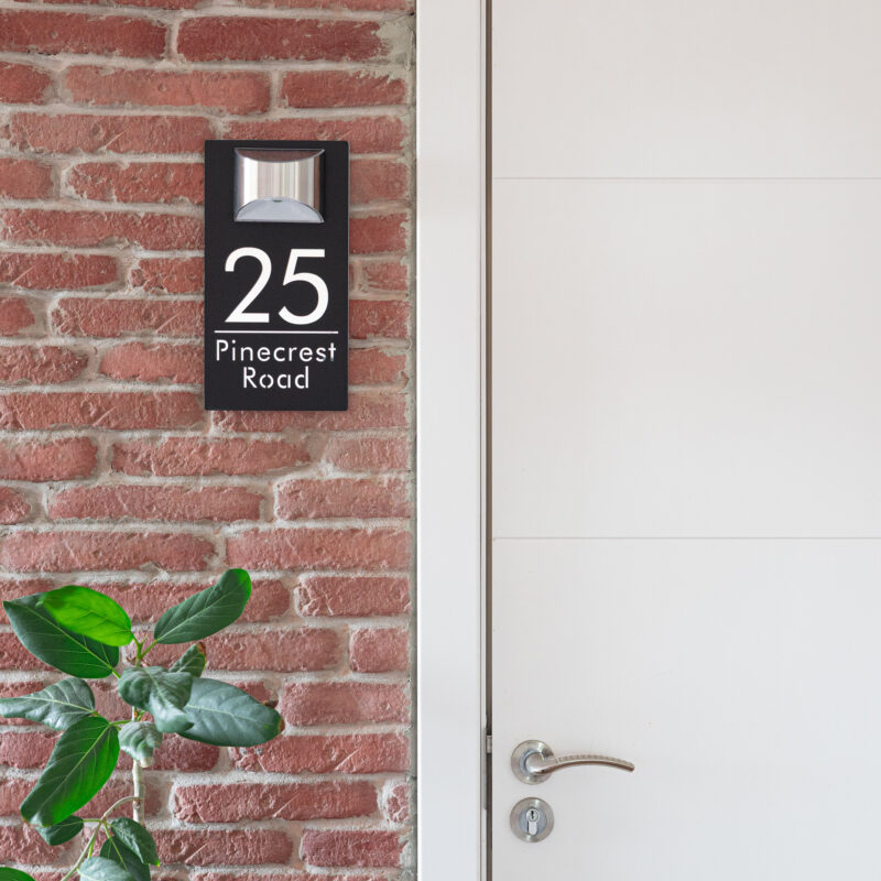 Solar Address Sign, Custom Lighted House Numbers for Outside, LED Illuminated Personalized Address Plaque Waterproof, Door Number Wall Mounted