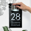 Solar Address Sign, Custom Lighted House Numbers for Outside, LED Illuminated Personalized Address Plaque Waterproof, Door Number Wall Mounted