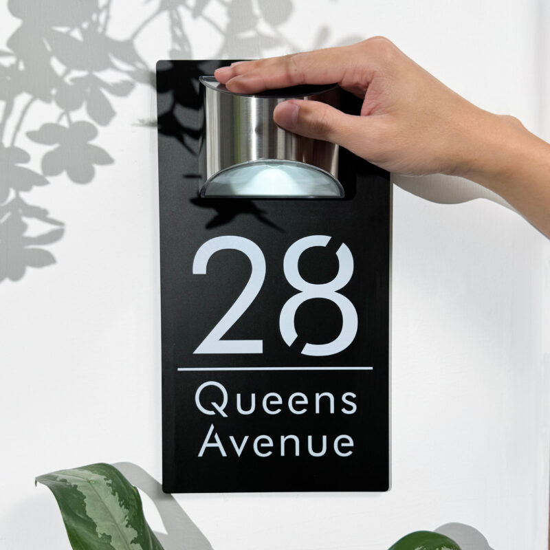 Solar Address Sign, Custom Lighted House Numbers for Outside, LED Illuminated Personalized Address Plaque Waterproof, Door Number Wall Mounted
