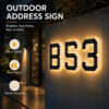 Solar Lighted House Numbers for Outside, LED Illuminated Address Sign Waterproof, Solar Powered House Number Plaque Wall Mounted Outdoor