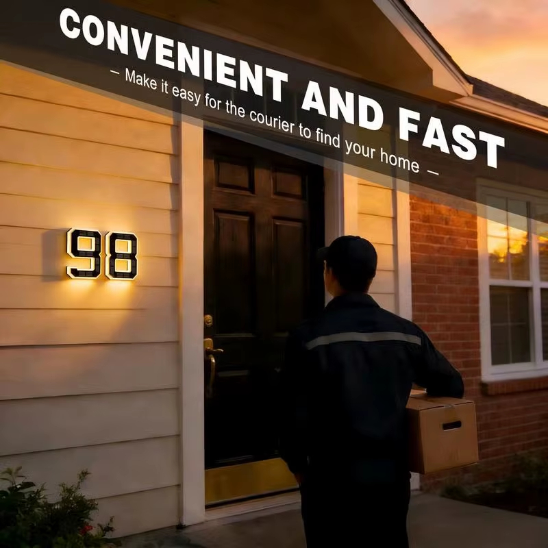 Solar Lighted House Numbers for Outside, LED Illuminated Address Sign Waterproof, Solar Powered House Number Plaque Wall Mounted Outdoor