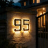 Solar Lighted House Numbers for Outside, LED Illuminated Address Sign Waterproof, Solar Powered House Number Plaque Wall Mounted Outdoor